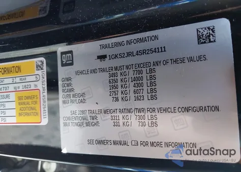 2025 GMC Yukon Xl 4Wd Denali из США, поврежденный, VIN 1GKS2JRL4SR254111